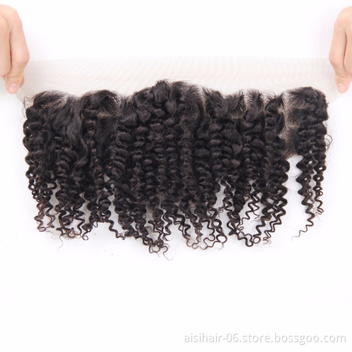 Aisi Hair 100% Brazilian Hair Lace Frontal Closure , Hair Piece Lace Closure , Kinky Curly Silk Lace Closure 13x4